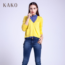 专柜正品 2401345 开衫 2016春夏女装 针织衫 V领短款 KAKO