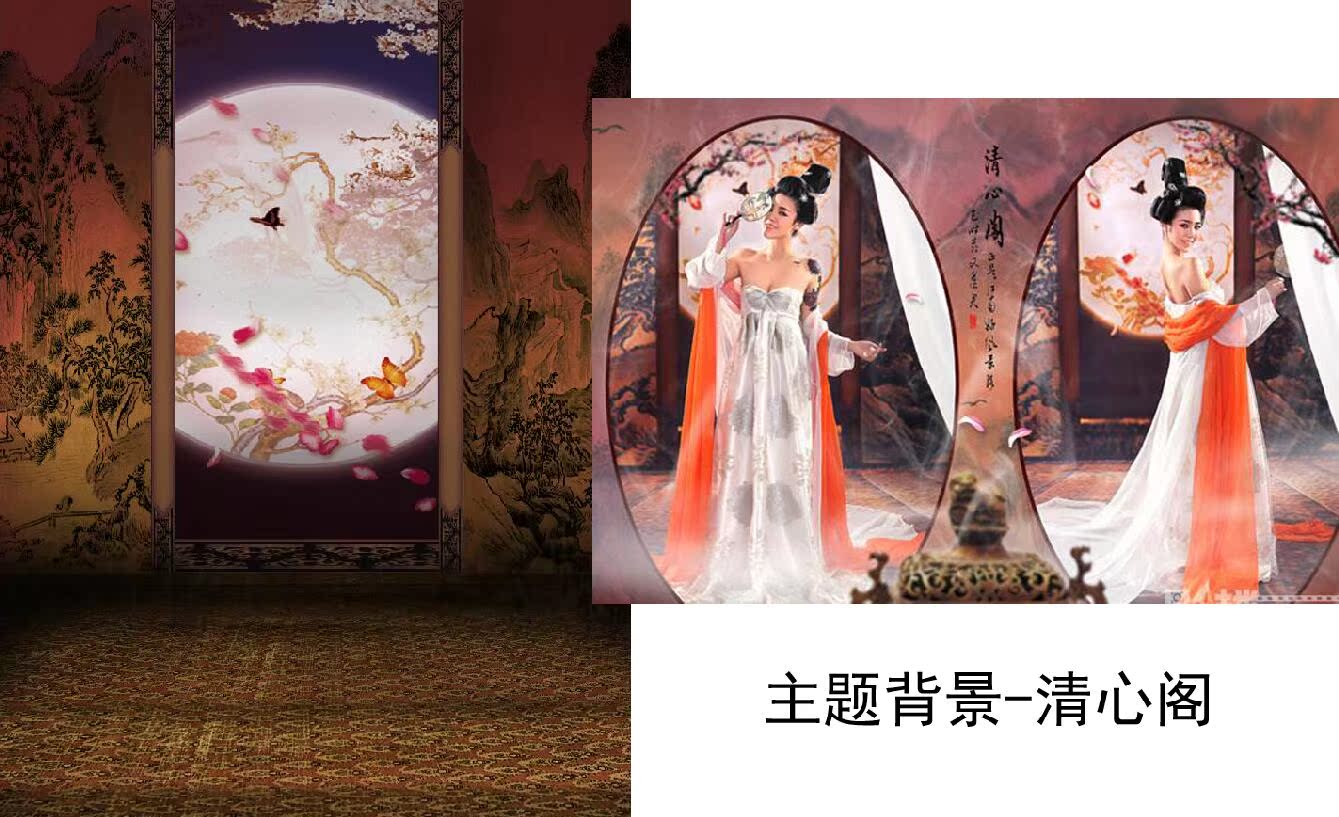 查看淘宝新款中国风古装背景布影楼摄影主题背景盘子女人坊写真背景