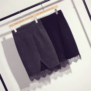 蕾丝毛呢半身包臀短裙
