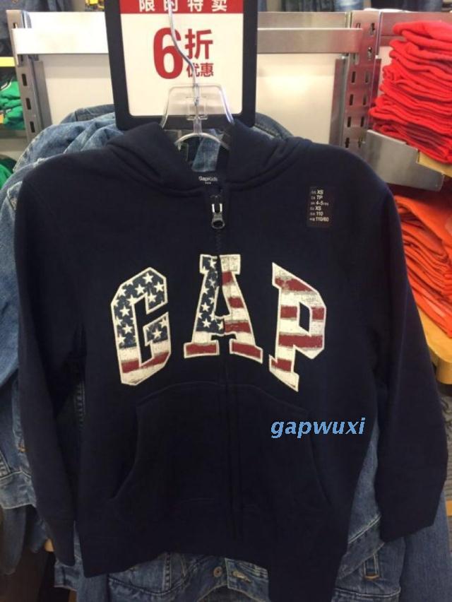 gap奥莱专柜正品童装女童徽标logo套头拉绒卫衣假一罚