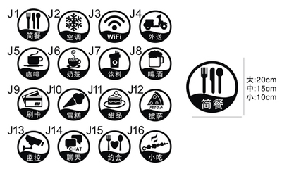 简餐 监控 甜品 奶茶 刷卡wifi 店铺商铺快餐店橱窗标识贴提示贴