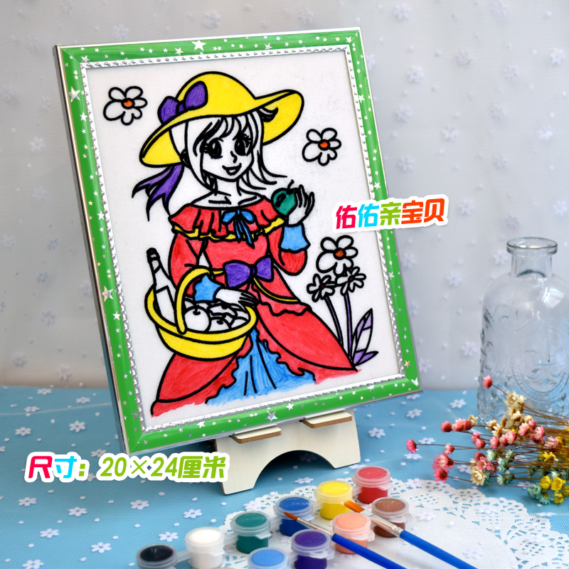儿童填色画板配12色颜料幼儿园学校宝宝学画画涂色涂鸦diy水彩画