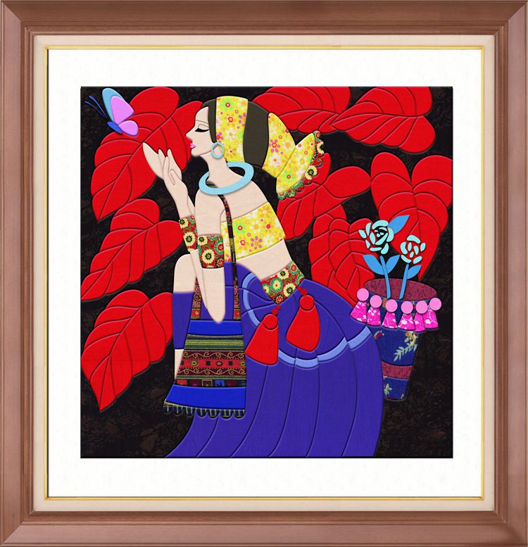 壹朵布艺diy手工布嵌画拼布画材料包风景画田园风光旖旎35*35cm