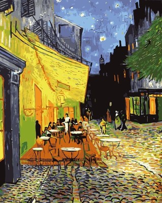 diy数字油画包邮客厅欧式梵高抽象风景手绘装饰画 路边的咖啡馆