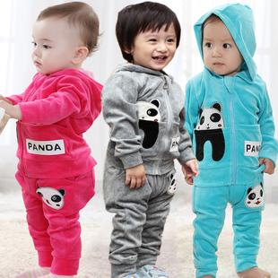 熊猫造型宝宝套装男女小童二件套 大PP婴儿裤休闲上衣运动装C376