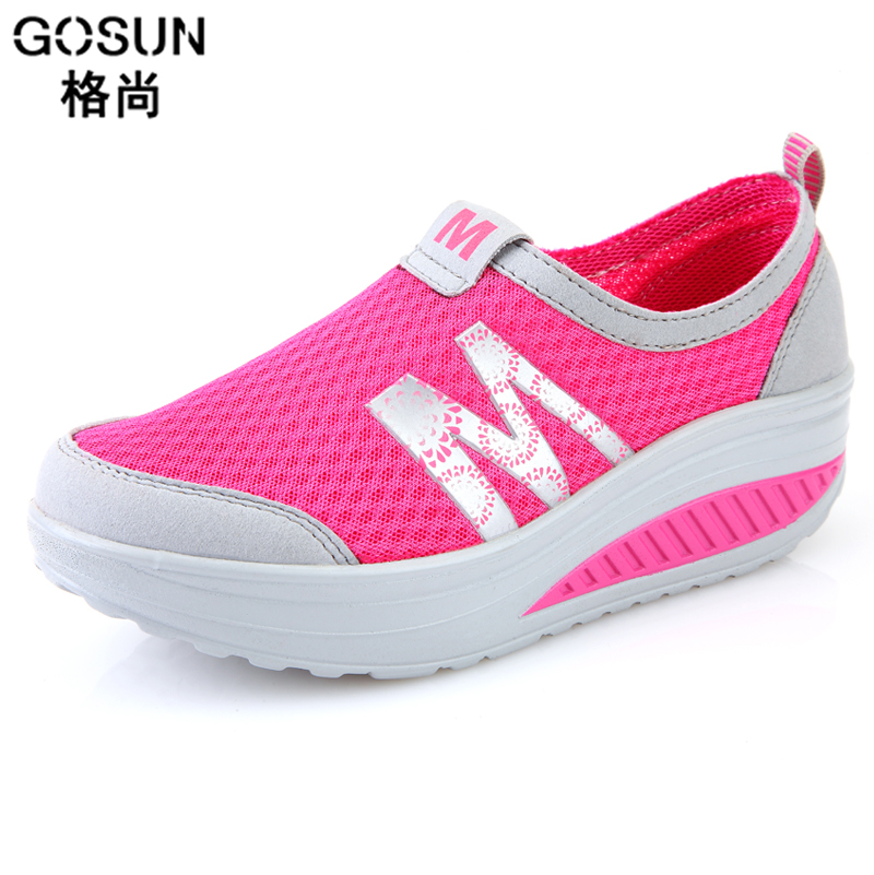 一脚蹬摇摇鞋瘦腿网面透气女鞋厚底单鞋松糕鞋