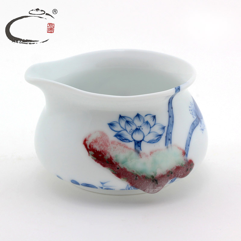 京德贵和祥手绘青花瓷公道杯 景德镇陶瓷功夫茶具茶海 分茶器公杯