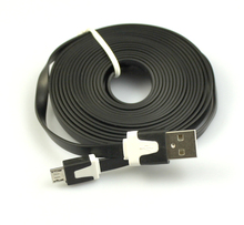 3米彩色扁平USB2.0转micro USB 5Pin手机数据线 i9100 9220充电线