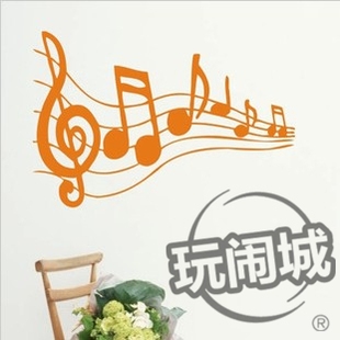 五线谱 浪漫客厅卧室沙发儿童房橱窗音乐教室墙贴纸y70