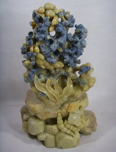 蓝带 青田石雕刻摆件 精品玉石 珍藏品 纯