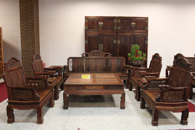 红木家具/老挝大红酸枝宝座沙发十二件套/实木交趾黄檀/客厅沙发