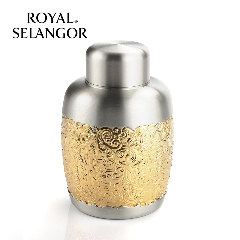 皇家雪兰莪royal selangor锦绣东南镀金小号锡器茶叶罐家用茶具