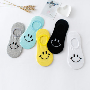 短筒低腰笑脸女士船袜5双