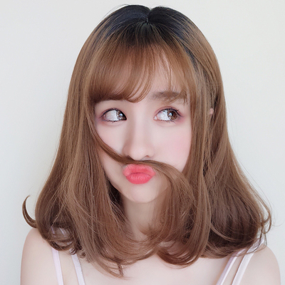 假发女短发梨花头空气齐刘海内扣中长卷发自然逼真修脸微卷假发套