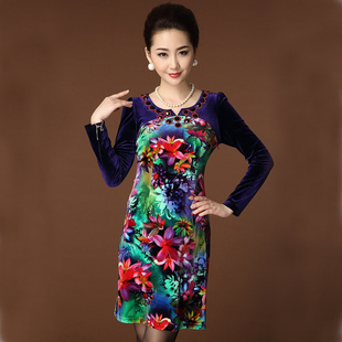 春秋装中老年皮尔卡丹女裙女装婚庆婆婆妈妈连