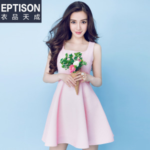 【angelababy】衣品天成 2016年夏装新品韩版纯色无袖连衣裙女