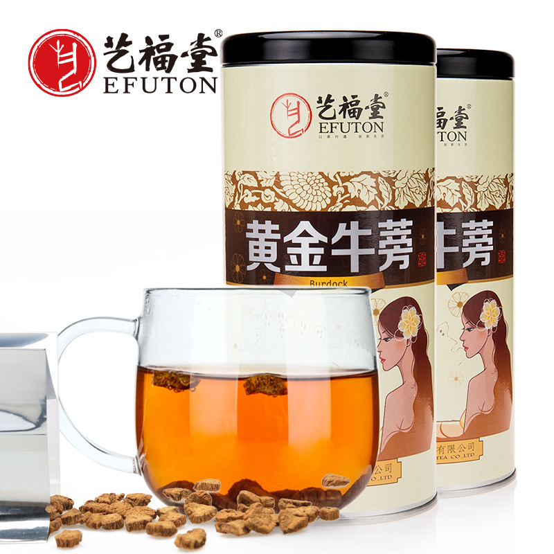 艺福堂花草茶 牛蒡茶 黄金牛蒡茶 正宗牛蒡根片干200g*2罐