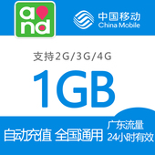 自动充值 流量24小时有效 流量加油叠加包 广东移动全国1G日包