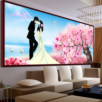 画时代钻石画樱花情情侣新郎新娘喜庆系列卧室