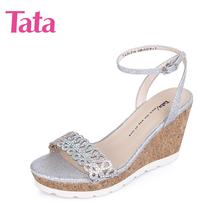 Tata/他她夏季专柜同款亮片布女凉鞋2A216BL6图片