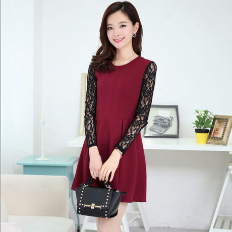 淘宝网购物-2015春装新款修身长袖打底裙女 韩