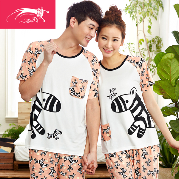 正品<em>男</em>睡衣 <em>猫</em>和<em>才女</em> 情侣睡衣针织棉质休闲卡