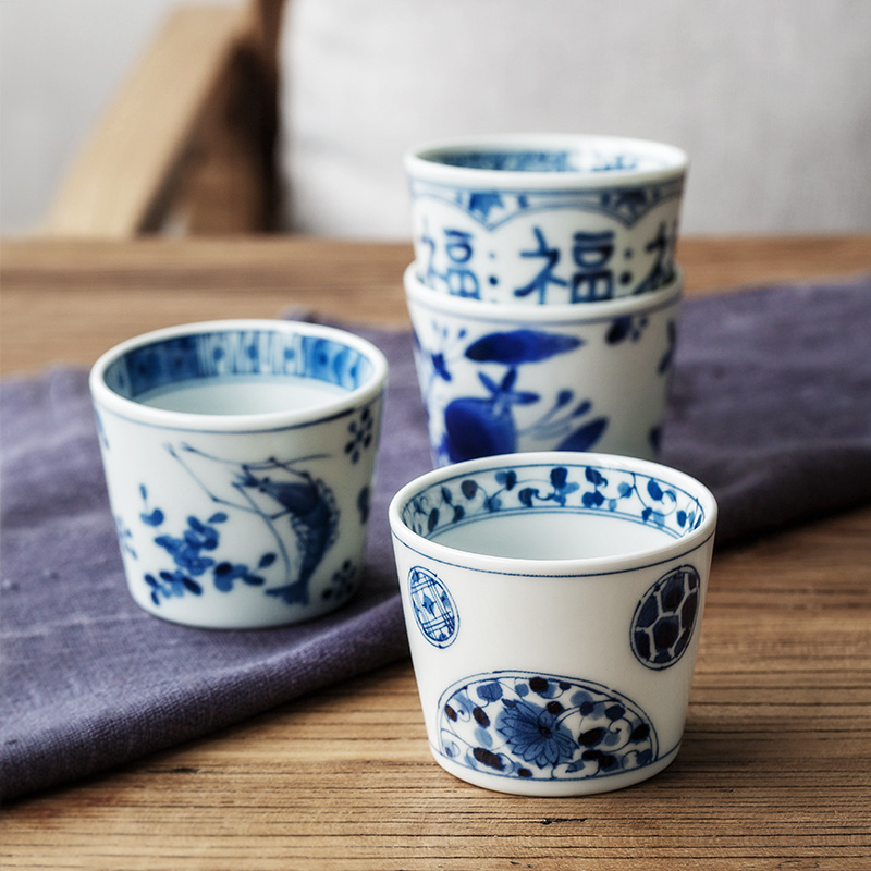 茶杯日本进口茶具蓝凛堂釉下彩小杯子功夫茶杯品茗杯日式茶杯陶瓷