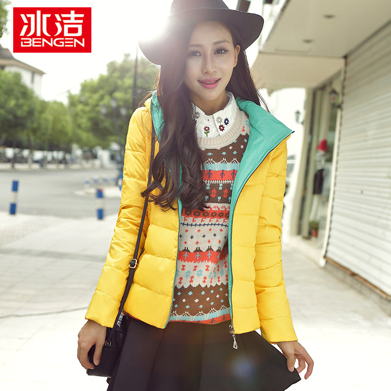 版修身显瘦连帽羽绒服中长款加厚<em>女士冬外套</em> 