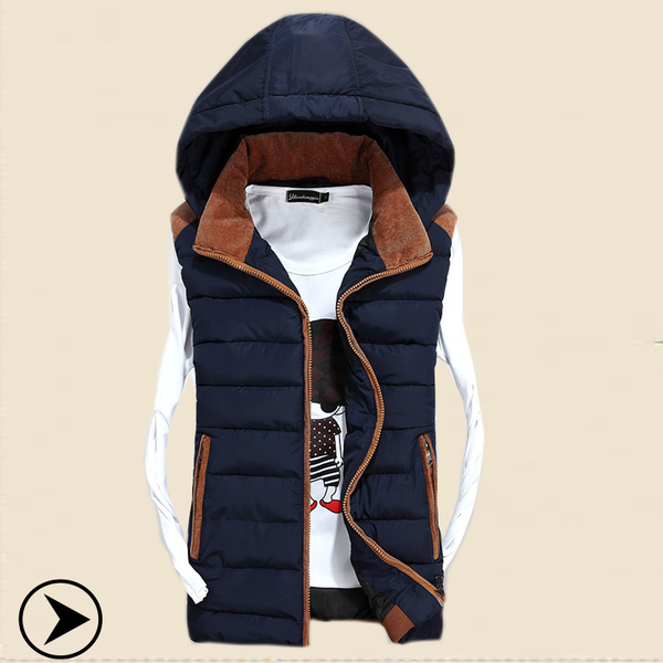 热销男<em>马夹</em>背心 秋冬<em>加厚</em> <em>羽绒</em>棉<em>马甲男</em>可去帽