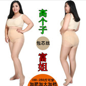 黑连裤 丝袜胖mm夏季双面加档孕妇高腰防勾丝超薄款 大号加肥大码