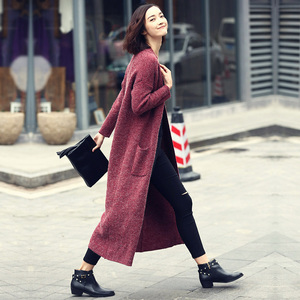 中长款针织开衫外套