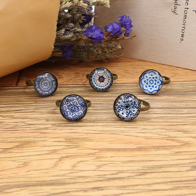 [限时特惠] 复古时光宝石戒指 简笔卡通情侣头像戒指 格子铺热销 韩版