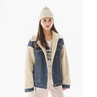 2016秋冬新款女装 羊羔毛牛仔棉衣_特价导购