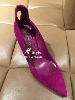 正品Sergio rossi14秋绒面尖头高跟女鞋 香港代