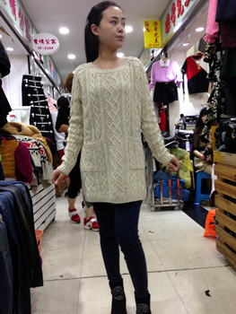 2014秋冬新款女毛衣欧版宽松针织衫潮中长版