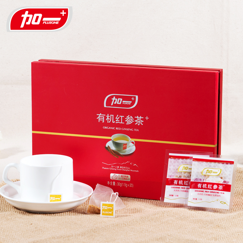 加一有机红参茶礼盒30g 高丽红参茶长白山精选人参 无糖红参特产