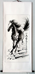 一马当先 骏马 写意画 水墨画 字画 国画 纯手绘真迹 已装裱 装饰
