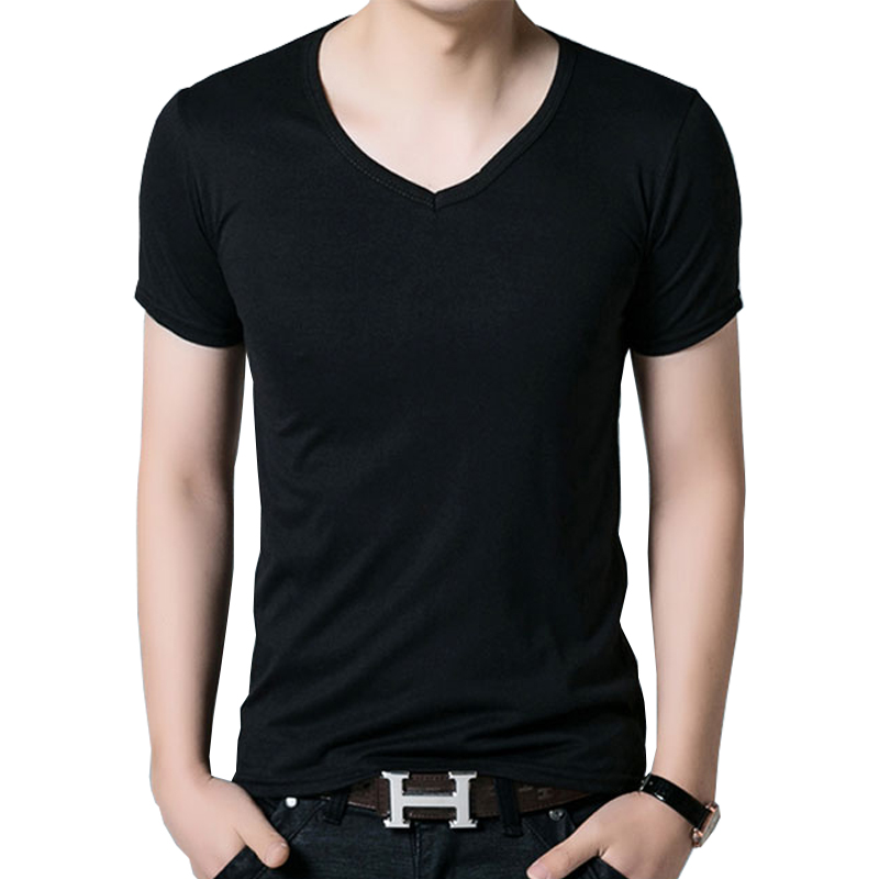 咏眠2015夏装夏季韩版男装修身 半袖紧身 V领汗衫 打底衫短袖T恤