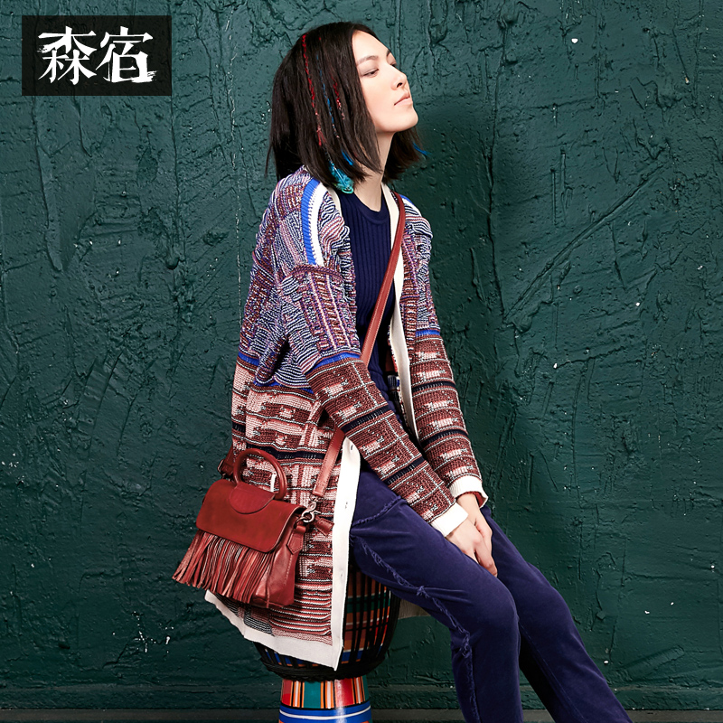 森宿P吉诺维亚秋装女复古文艺民族波普开衫外