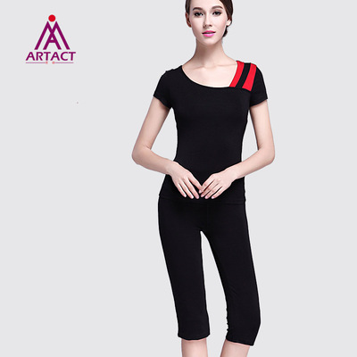 捡漏王优惠券提供[艺动 瑜伽服套装女春夏季显瘦靓肩款短袖中裤愈加