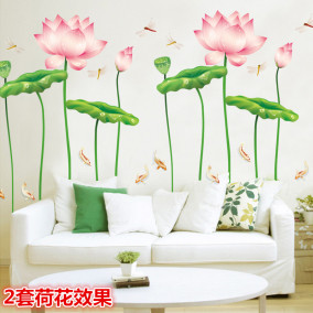 正品[墙贴荷花包邮]立体墙贴 荷花评测 图片