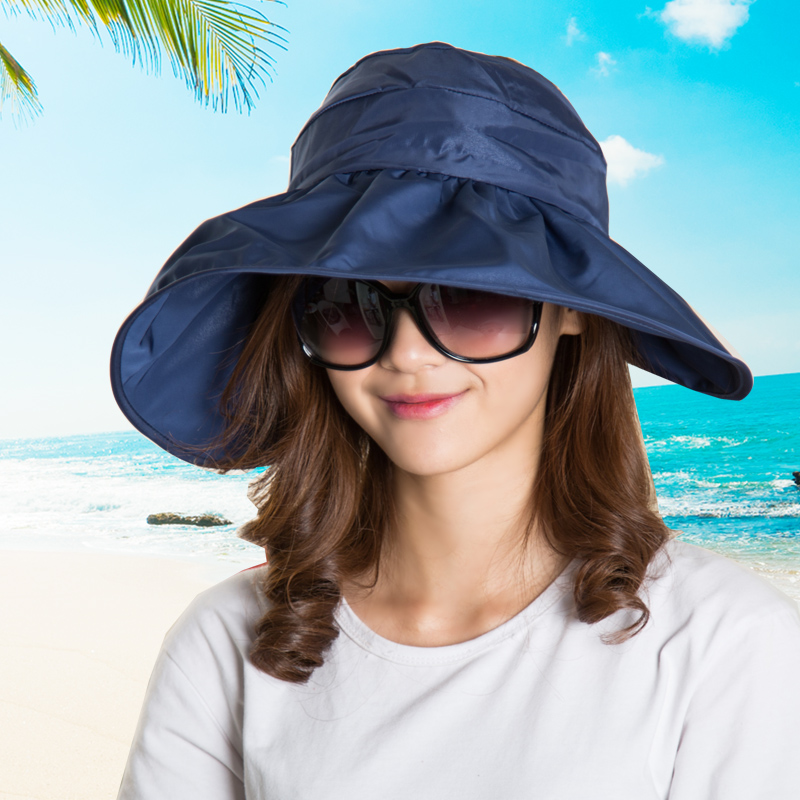韩版夏天女士遮阳帽子 防紫外线凉帽大沿空顶防晒帽 可折叠太阳帽