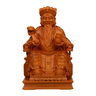 南天门香樟木福德正神佛像神像木雕土地财神摆件土地公招财礼品