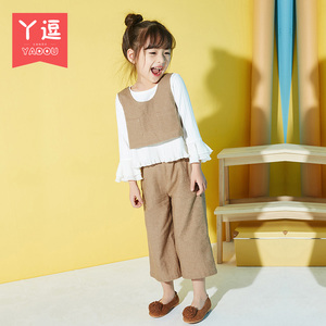女童童阔腿裤套装