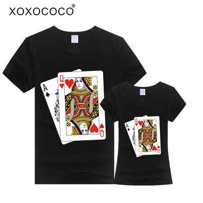 xoxo coco 2ne1组合队服black jack扑克牌t恤明星同款个性韩版短