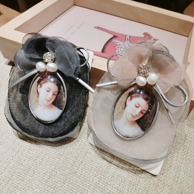 日韩 韩国进口蕾丝蝴蝶结美人头像胸针淡水珍珠配饰品正品韩版花朵
