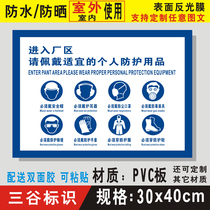 请佩戴防护用品标志安全标识消防指示牌验厂提
