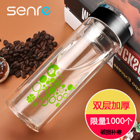 买我网|新旅玻璃杯双层水杯子带盖便携创意随手杯男女过滤泡茶杯家用定制
