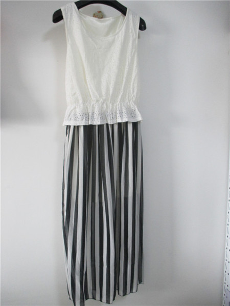 热销连衣裙 2014夏款 韩版 气质显瘦黑白竖条纹