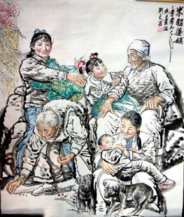 六尺斗方国画人物画 刘文西 米脂婆姨